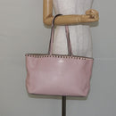 VALENTINO Studs Tote Bag Leather Pink Gold Auth BA5305-23
