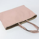 VALENTINO Studs Tote Bag Leather Pink Gold Auth BA5305-6
