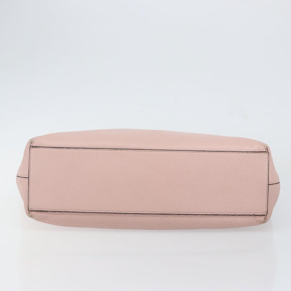 VALENTINO Studs Tote Bag Leather Pink Gold Auth BA5305