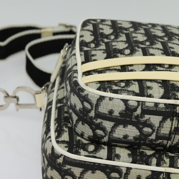 Christian Dior Trotter Canvas Shoulder Bag PVC Black Silver Auth BA5306