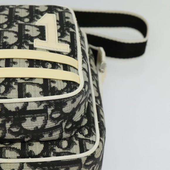 Christian Dior Trotter Canvas Shoulder Bag PVC Black Silver Auth BA5306