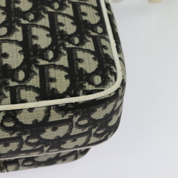 Christian Dior Trotter Canvas Shoulder Bag PVC Black Silver Auth BA5306