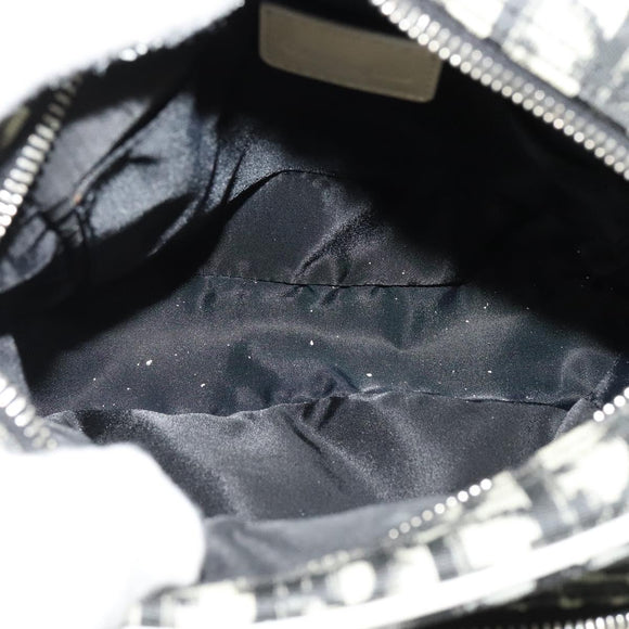 Christian Dior Trotter Canvas Shoulder Bag PVC Black Silver Auth BA5306