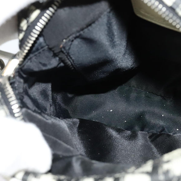 Christian Dior Trotter Canvas Shoulder Bag PVC Black Silver Auth BA5306