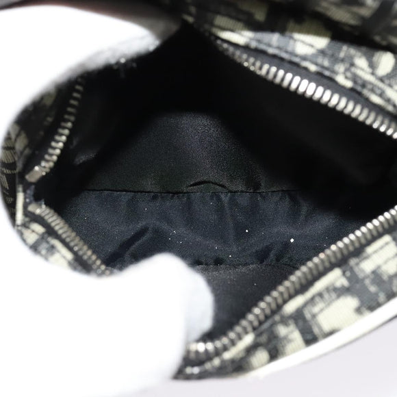 Christian Dior Trotter Canvas Shoulder Bag PVC Black Silver Auth BA5306