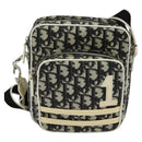 Christian Dior Trotter Canvas Shoulder Bag PVC Black Silver Auth BA5306-13