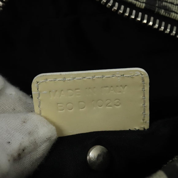 Christian Dior Trotter Canvas Shoulder Bag PVC Black Silver Auth BA5306