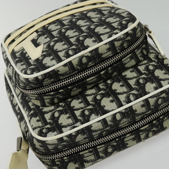 Christian Dior Trotter Canvas Shoulder Bag PVC Black Silver Auth BA5306