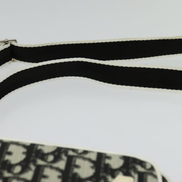 Christian Dior Trotter Canvas Shoulder Bag PVC Black Silver Auth BA5306