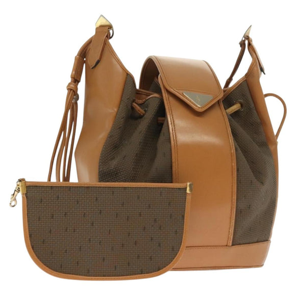 SAINT LAURENT Shoulder Bag Leather Black Gold Auth BA5308