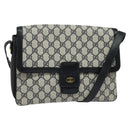 GUCCI GG Supreme Shoulder Bag PVC Navy Gold Auth BA5311-1