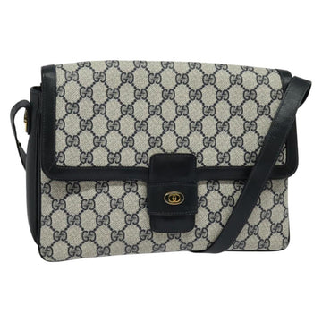 GUCCI GG Supreme Shoulder Bag PVC Navy Gold Auth BA5311