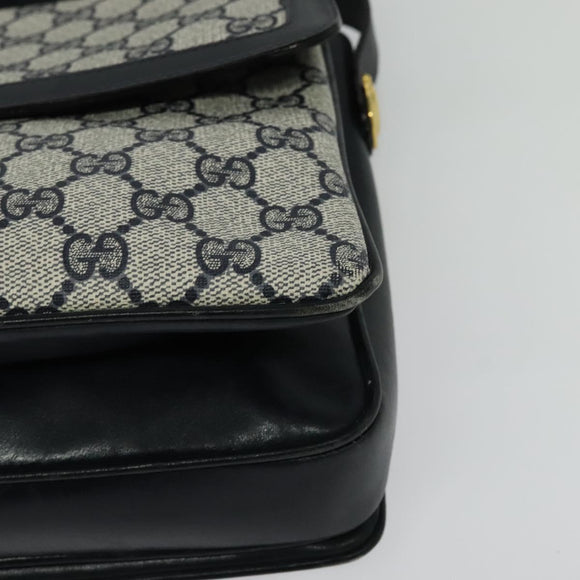 GUCCI GG Supreme Shoulder Bag PVC Navy Gold Auth BA5311