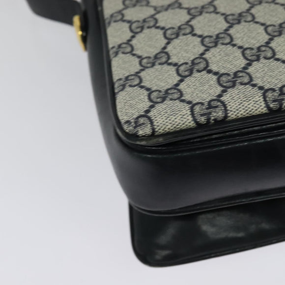 GUCCI GG Supreme Shoulder Bag PVC Navy Gold Auth BA5311