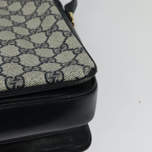 GUCCI GG Supreme Shoulder Bag PVC Navy Gold Auth BA5311