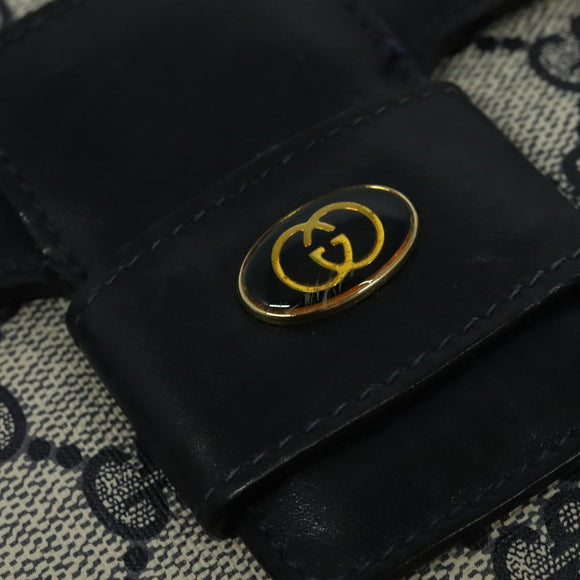 GUCCI GG Supreme Shoulder Bag PVC Navy Gold Auth BA5311