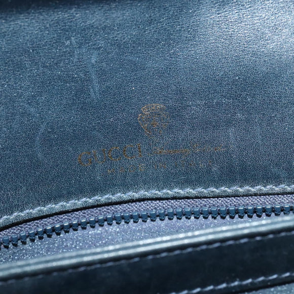 GUCCI GG Supreme Shoulder Bag PVC Navy Gold Auth BA5311