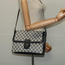 GUCCI GG Supreme Shoulder Bag PVC Navy Gold Auth BA5311-23