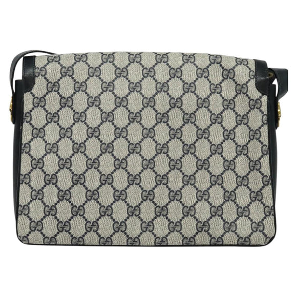GUCCI GG Supreme Shoulder Bag PVC Navy Gold Auth BA5311