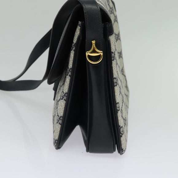 GUCCI GG Supreme Shoulder Bag PVC Navy Gold Auth BA5311