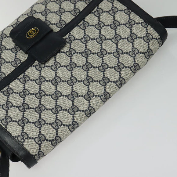 GUCCI GG Supreme Shoulder Bag PVC Navy Gold Auth BA5311