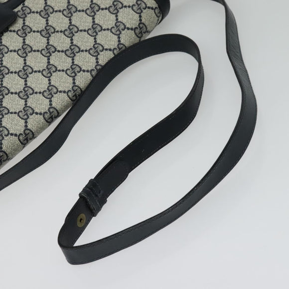 GUCCI GG Supreme Shoulder Bag PVC Navy Gold Auth BA5311