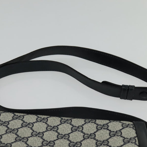 GUCCI GG Supreme Shoulder Bag PVC Navy Gold Auth BA5311