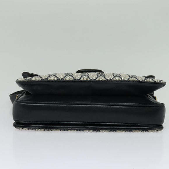 GUCCI GG Supreme Shoulder Bag PVC Navy Gold Auth BA5311