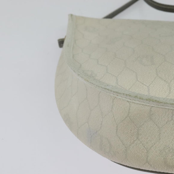 Christian Dior Honeycomb Canvas Shoulder Bag PVC White Gold Auth BA5312