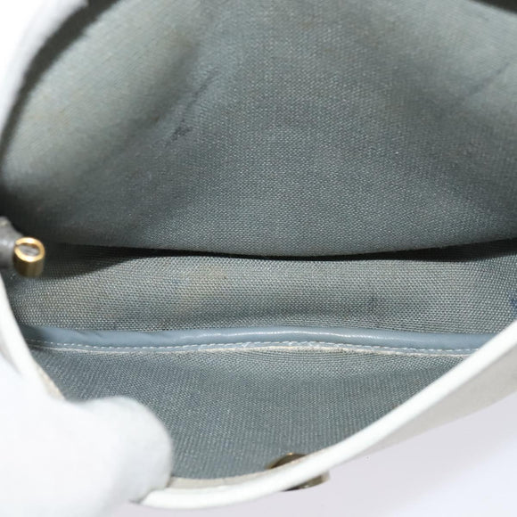 Christian Dior Honeycomb Canvas Shoulder Bag PVC White Gold Auth BA5312