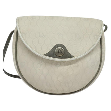 Christian Dior Honeycomb Canvas Shoulder Bag PVC White Gold Auth BA5312 - 0