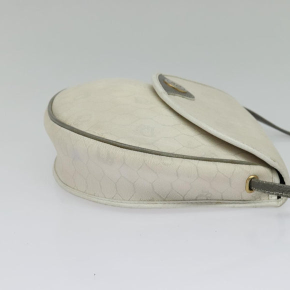 Christian Dior Honeycomb Canvas Shoulder Bag PVC White Gold Auth BA5312