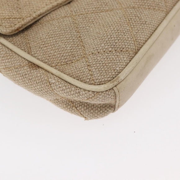 CHANEL Matelasse Waist Bag Canvas Beige CC Auth BA5314