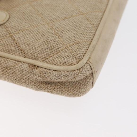 CHANEL Matelasse Waist Bag Canvas Beige CC Auth BA5314