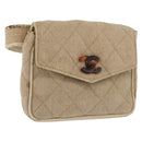 CHANEL Matelasse Waist Bag Canvas Beige CC Auth BA5314-1