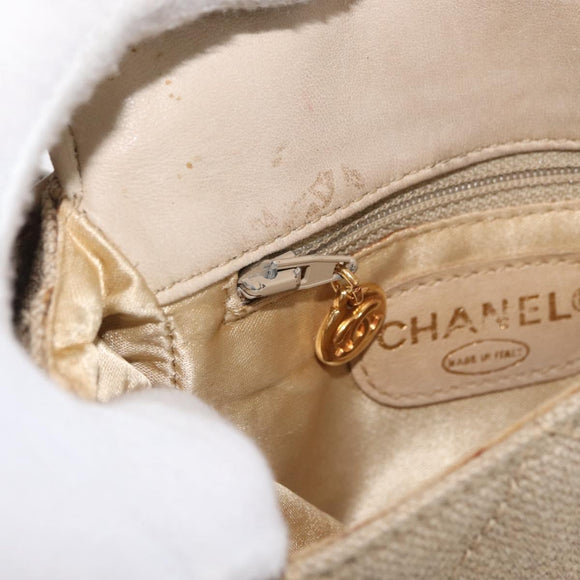 CHANEL Matelasse Waist Bag Canvas Beige CC Auth BA5314