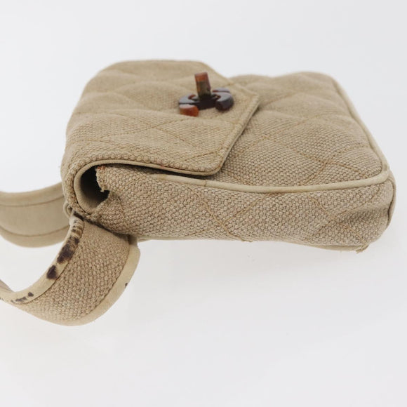 CHANEL Matelasse Waist Bag Canvas Beige CC Auth BA5314