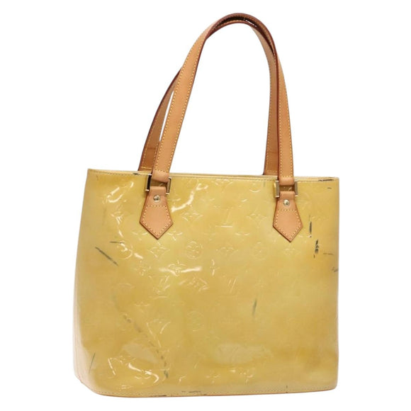 LOUIS VUITTON Monogram Vernis Houston Hand Bag Beige M91004 LV Auth BA5330