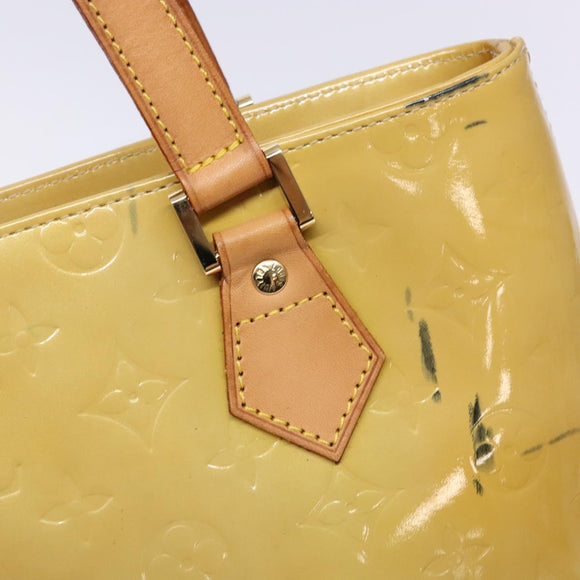 LOUIS VUITTON Monogram Vernis Houston Hand Bag Beige M91004 LV Auth BA5330
