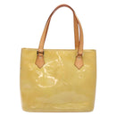 LOUIS VUITTON Monogram Vernis Houston Hand Bag Beige M91004 LV Auth BA5330-2