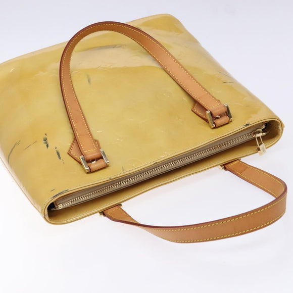 LOUIS VUITTON Monogram Vernis Houston Hand Bag Beige M91004 LV Auth BA5330