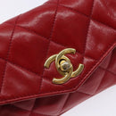 CHANEL Matelasse Waist Bag Lamb Skin Red Gold CC Auth BA5332-9