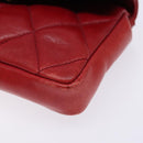 CHANEL Matelasse Waist Bag Lamb Skin Red Gold CC Auth BA5332-7