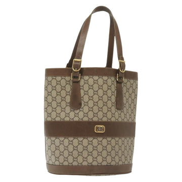 GUCCI GG Plus Supreme Tote Bag PVC Beige Gold Auth BA5333