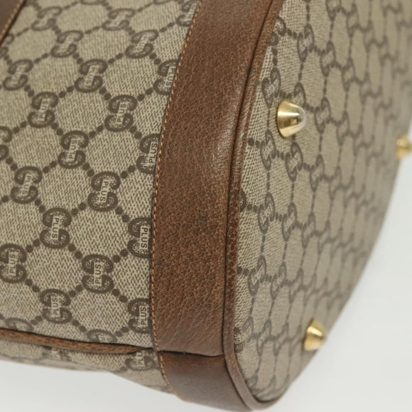 GUCCI GG Plus Supreme Tote Bag PVC Beige Gold Auth BA5333