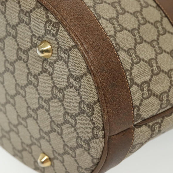 GUCCI GG Plus Supreme Tote Bag PVC Beige Gold Auth BA5333