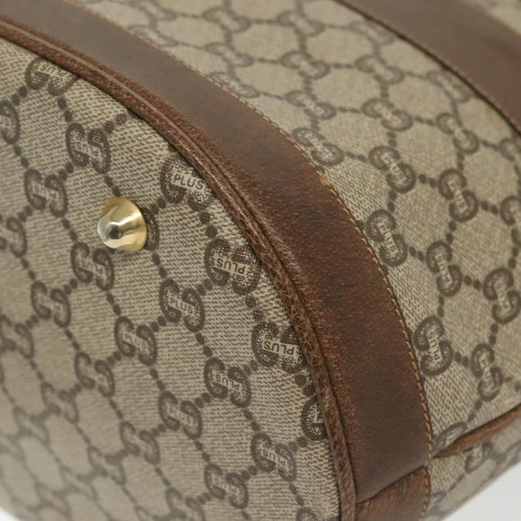 GUCCI GG Plus Supreme Tote Bag PVC Beige Gold Auth BA5333