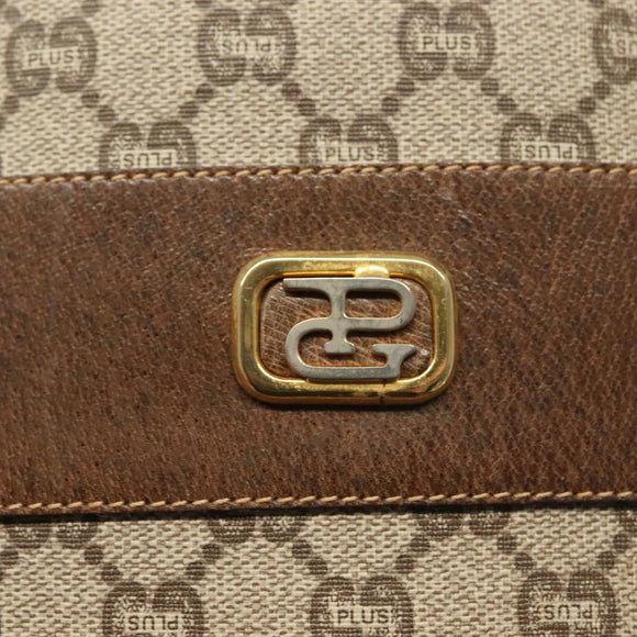 GUCCI GG Plus Supreme Tote Bag PVC Beige Gold Auth BA5333