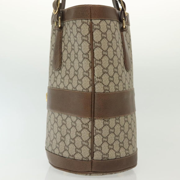 GUCCI GG Plus Supreme Tote Bag PVC Beige Gold Auth BA5333