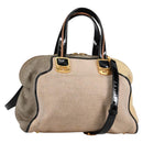 FENDI Camel Rain Hand Bag Canvas 2way Beige Gold Auth BA5335-1